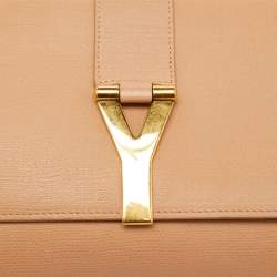 مملوكة مسبقًا Yves Saint Laurent Beige Leather Y Line Flap Clutch