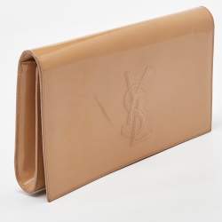 Yves Saint Laurent Beige Patent Leather Belle De Jour Flap Clutch