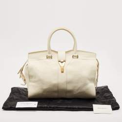 Yves Saint Laurent White Leather Medium Cabas Chyc Tote