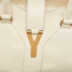 Yves Saint Laurent White Leather Medium Cabas Chyc Tote