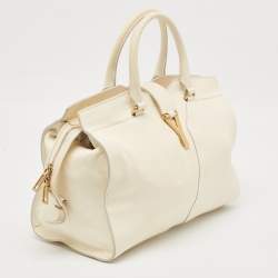 Yves Saint Laurent White Leather Medium Cabas Chyc Tote