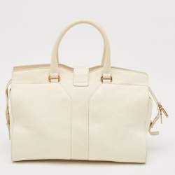 Yves Saint Laurent White Leather Medium Cabas Chyc Tote