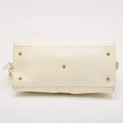 Yves Saint Laurent White Leather Medium Cabas Chyc Tote