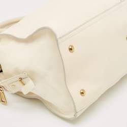 Yves Saint Laurent White Leather Medium Cabas Chyc Tote