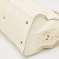 Yves Saint Laurent White Leather Medium Cabas Chyc Tote