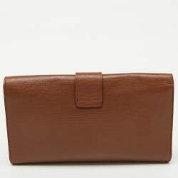 Pre Owned Yves Saint Laurent Brown Leather Ligne Y Clutch