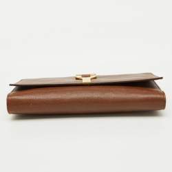 Pre Owned Yves Saint Laurent Brown Leather Ligne Y Clutch