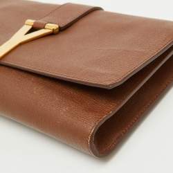 Pre Owned Yves Saint Laurent Brown Leather Ligne Y Clutch