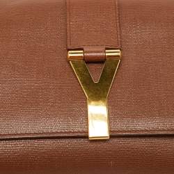 Pre Owned Yves Saint Laurent Brown Leather Ligne Y Clutch