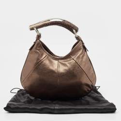 Pre Owned Yves Saint Laurent Bronze Leather Mini Mombasa Hobo