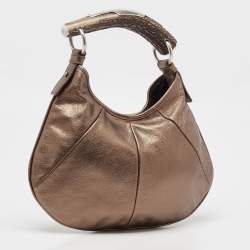 Pre Owned Yves Saint Laurent Bronze Leather Mini Mombasa Hobo