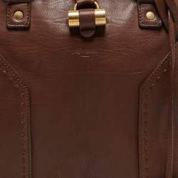 مملوكة مسبقًا حقيبة موس كبيرة من الجلد البني إيف سان لوران