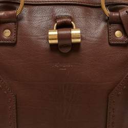 مملوكة مسبقًا حقيبة موس كبيرة من الجلد البني إيف سان لوران