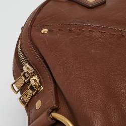 مملوكة مسبقًا حقيبة موس كبيرة من الجلد البني إيف سان لوران