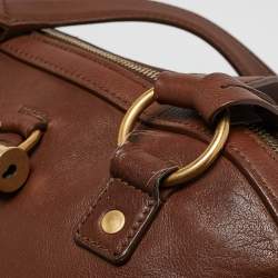 مملوكة مسبقًا حقيبة موس كبيرة من الجلد البني إيف سان لوران