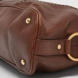 مملوكة مسبقًا حقيبة موس كبيرة من الجلد البني إيف سان لوران