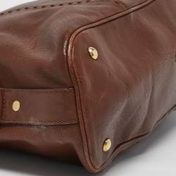 مملوكة مسبقًا حقيبة موس كبيرة من الجلد البني إيف سان لوران