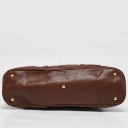 مملوكة مسبقًا حقيبة موس كبيرة من الجلد البني إيف سان لوران