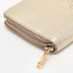 Yves Saint Laurent Metallic Leather Belle De Jour Zip Around Wallet