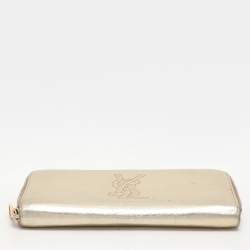 Yves Saint Laurent Metallic Leather Belle De Jour Zip Around Wallet