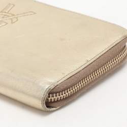 Yves Saint Laurent Metallic Leather Belle De Jour Zip Around Wallet