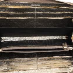 Yves Saint Laurent Metallic Leather Belle De Jour Zip Around Wallet