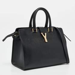 Pre Owned Yves Saint Laurent Black Leather Small Ligne Y Cabas Chyc Tote