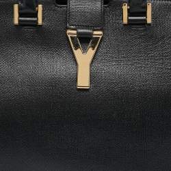 Pre Owned Yves Saint Laurent Black Leather Small Ligne Y Cabas Chyc Tote