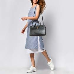 Pre Owned Yves Saint Laurent Black Leather Small Ligne Y Cabas Chyc Tote