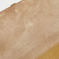 Pre Owned Yves Saint Laurent Gold Patent Leather Y-Ligne Flap Clutch