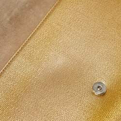 Pre Owned Yves Saint Laurent Gold Patent Leather Y-Ligne Flap Clutch