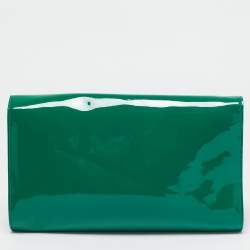 Pre Owned Yves Saint Laurent Green Patent Leather Belle De Jour Flap Clutch