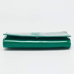 Pre Owned Yves Saint Laurent Green Patent Leather Belle De Jour Flap Clutch