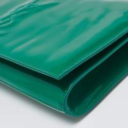 Pre Owned Yves Saint Laurent Green Patent Leather Belle De Jour Flap Clutch
