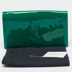 Pre Owned Yves Saint Laurent Green Patent Leather Belle De Jour Flap Clutch