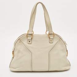 Yves Saint Laurent Off White Leather Medium Muse Satchel