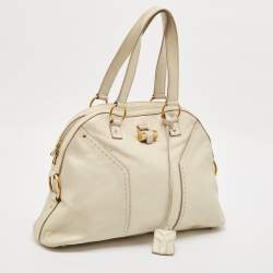 Yves Saint Laurent Off White Leather Medium Muse Satchel