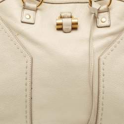 Yves Saint Laurent Off White Leather Medium Muse Satchel