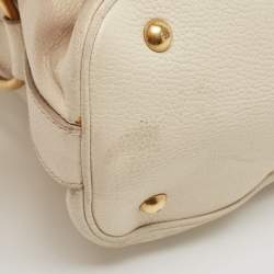 Yves Saint Laurent Off White Leather Medium Muse Satchel