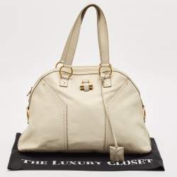 Yves Saint Laurent Off White Leather Medium Muse Satchel