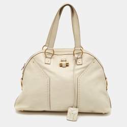 Yves Saint Laurent Off White Leather Medium Muse Satchel