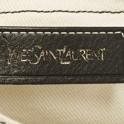 Yves Saint Laurent Black/White Leather and Fabric Muse Two Bag