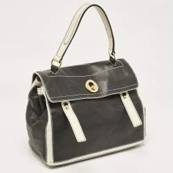 Yves Saint Laurent Black/White Leather and Fabric Muse Two Bag