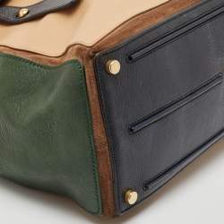 Yves Saint Laurent Tricolor Leather and Suede Large Muse Two Top Handle Bag