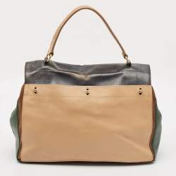 Yves Saint Laurent Tricolor Leather and Suede Large Muse Two Top Handle Bag
