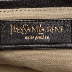 Pre Owned Yves Saint Laurent White Nubuck Croc Embossed Leather Capri Flap Shoulder Bag