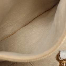 Pre Owned Yves Saint Laurent White Nubuck Croc Embossed Leather Capri Flap Shoulder Bag