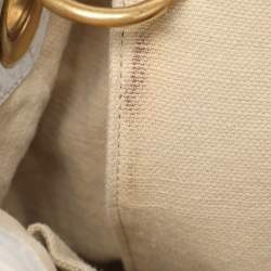 Pre Owned Yves Saint Laurent White Nubuck Croc Embossed Leather Capri Flap Shoulder Bag