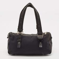 Pre Owned Yves Saint Laurent Black Canvas and Leather Kahala Boston Bag