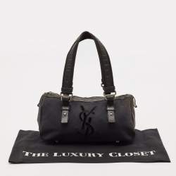 Pre Owned Yves Saint Laurent Black Canvas and Leather Kahala Boston Bag